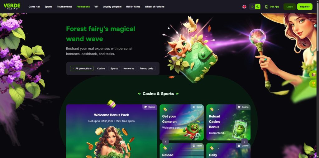 VerdeCasino offer information showing Spinomenal credited for Book of Sirens