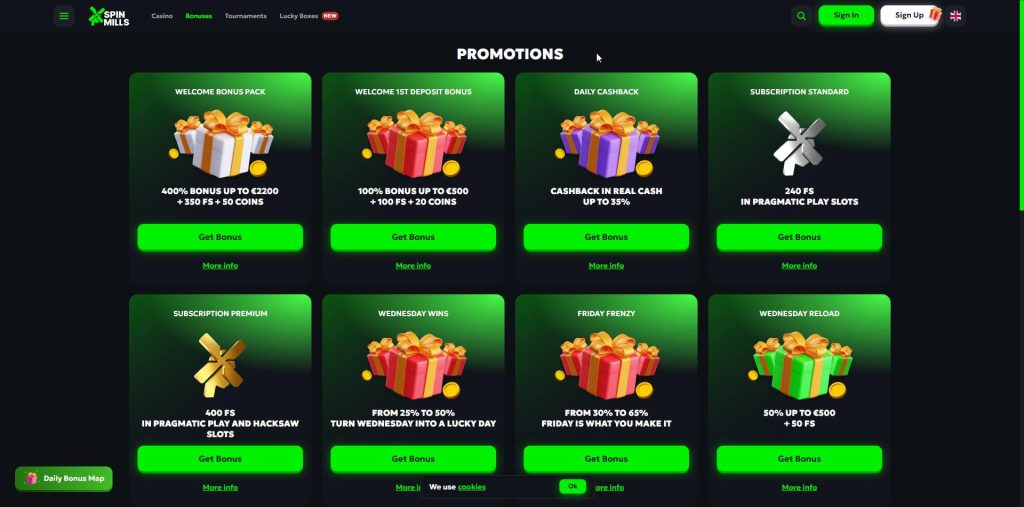 Spinmills offer information showing Hacksaw Gaming credited for Le King